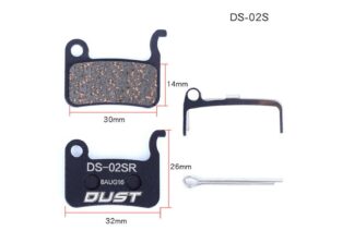 Колодки гальмівні disc Напівметал DUST DS-02S Shimano M975/966/596/800/765/775/601/665/585/545/535, R-505, S-500, JAK-7 AM (брендоване пакування)
