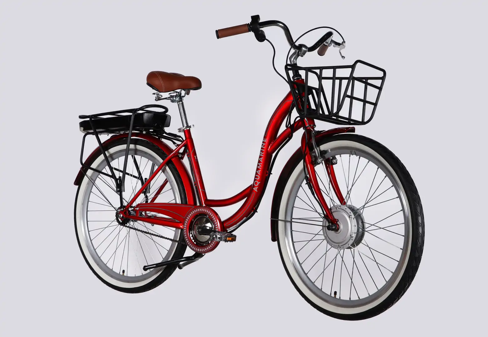 Велосипед з електроприводом 26" ST Dorozhnik eAQUAMARINE BH рама-17" 36B 13А*г 500Вт бордовий YS 2476 з кошиком 2026 - Зображення 2