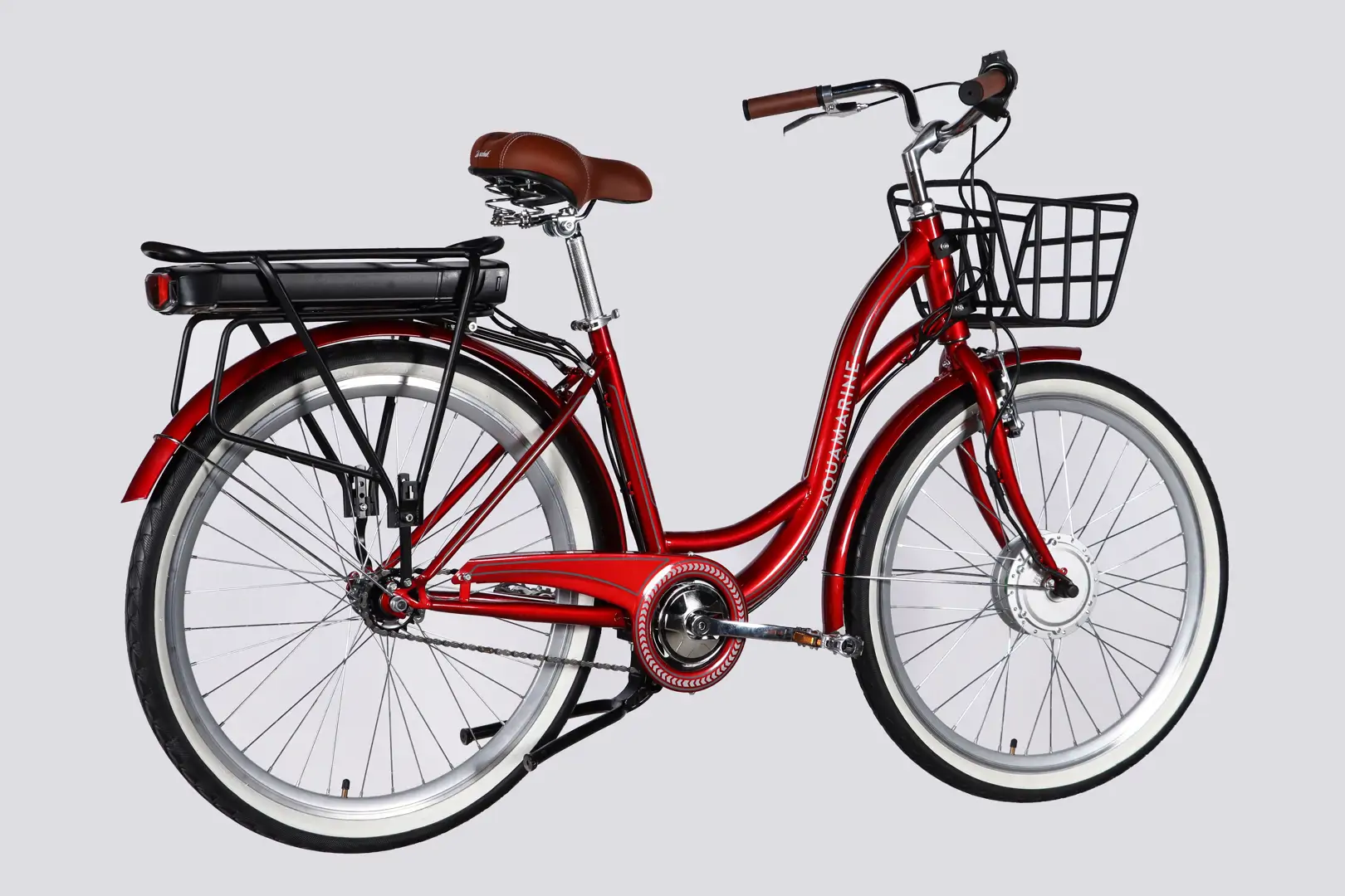 Велосипед з електроприводом 26" ST Dorozhnik eAQUAMARINE BH рама-17" 36B 13А*г 500Вт бордовий YS 2476 з кошиком 2026 - Зображення 4