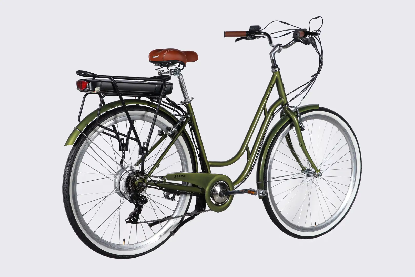 Велосипед з електроприводом 28" ST Dorozhnik eRETRO Vbr FR рама-19" 36B 13А*г 500Вт темно-зелений 2026 - Зображення 5