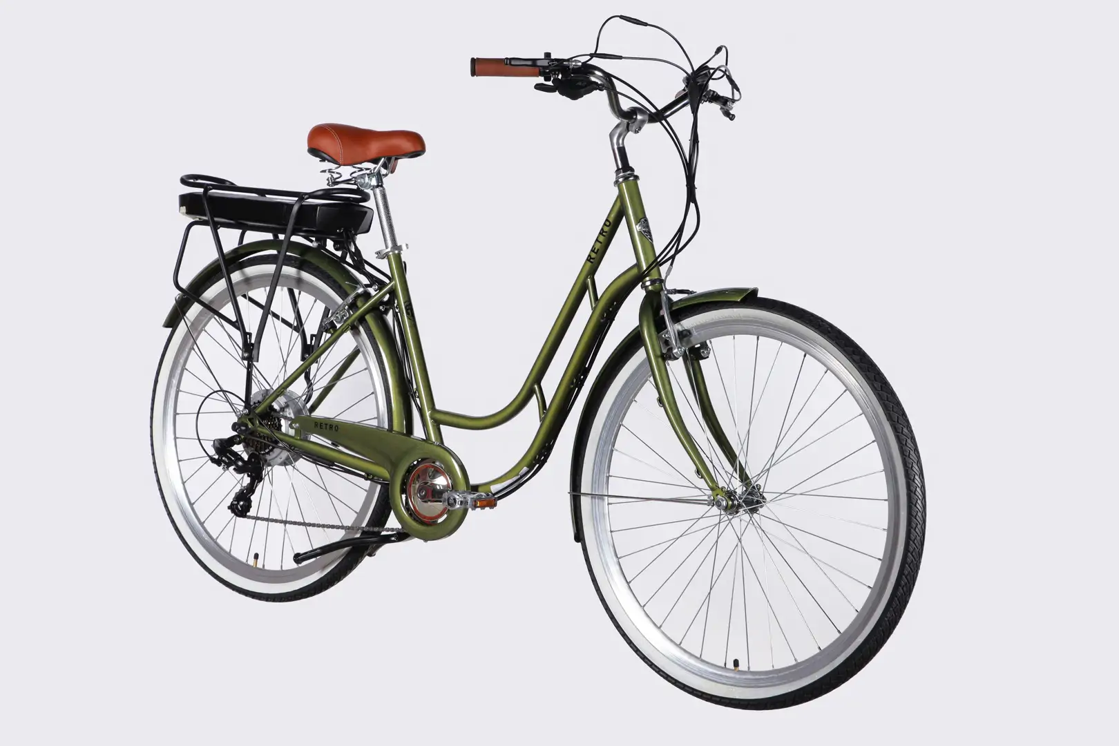 Велосипед з електроприводом 28" ST Dorozhnik eRETRO Vbr FR рама-19" 36B 13А*г 500Вт темно-зелений 2026 - Зображення 6