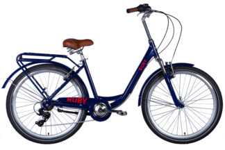 Велосипед AL 26" Dorozhnik RUBY Vbr FR рама-17" темно-синій 2024 крила, крило пер., крило зад., підніжка, дзвоник