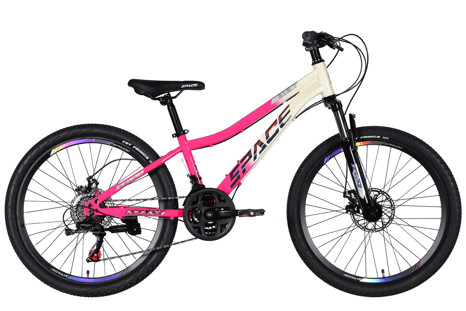 Велосипед ST 24" SPACE AURORA DD FR рама-12" біло-рожевий 2026