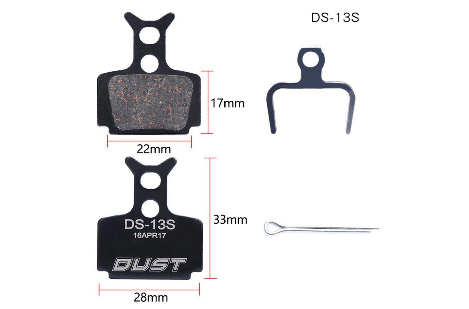 Колодки гальмівні disc Напівметал DUST DS-13S Formula R1 Racing、T1、R1、RO、C1、CR3、Mega、The One、RX、RR1 AM (брендоване пакування)