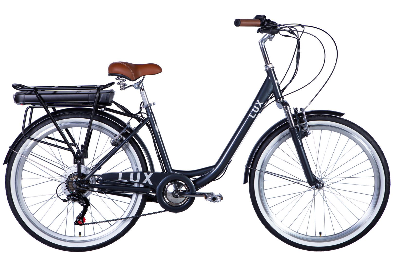 Велосипед з електроприводом 26" ST Dorozhnik eLUX Vbr FR рама-17" 36B 13А*г 500Вт темно-сірий YS 7676 2026