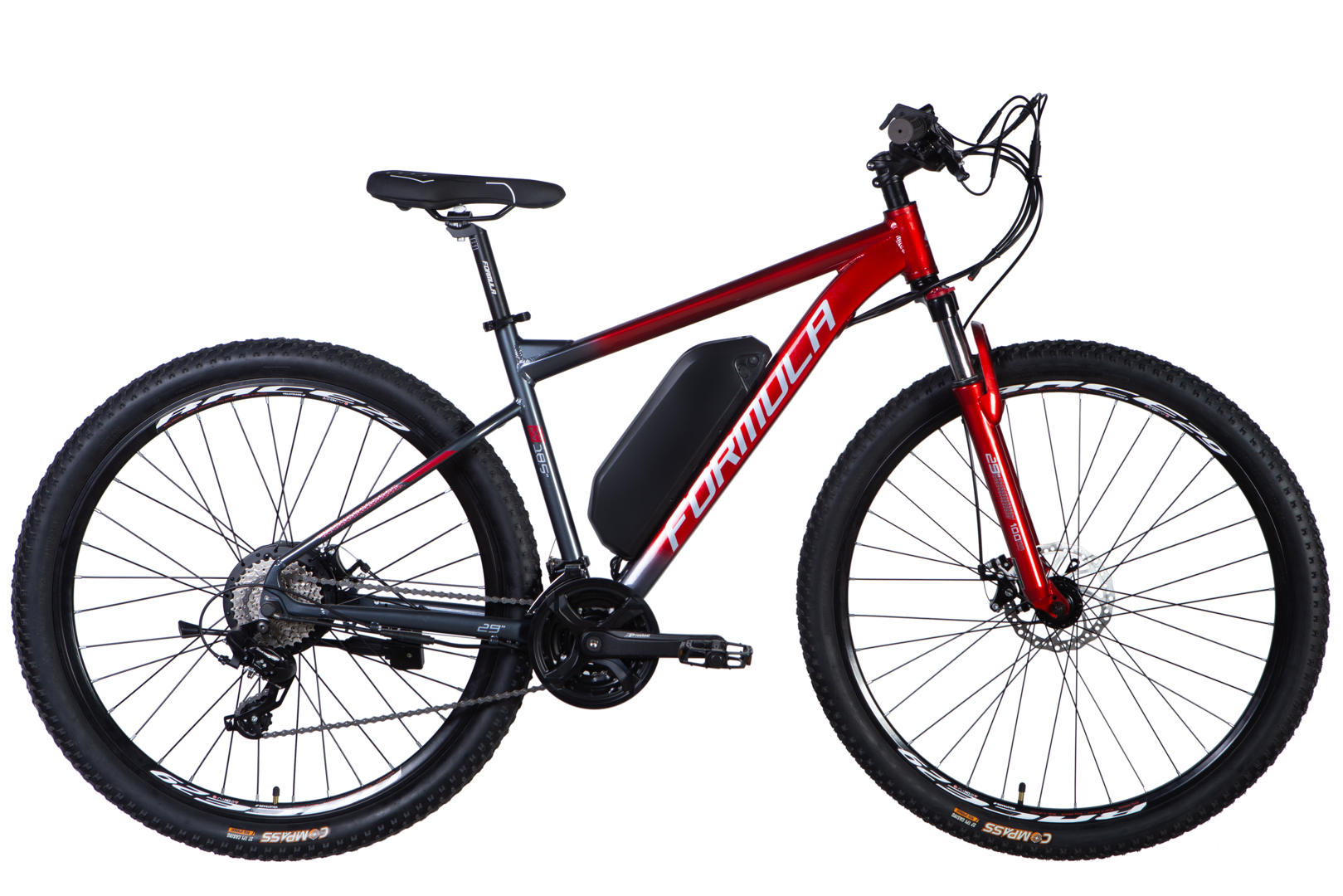 Велосипед з електроприводом 29" AL Formula eF-1 DD CS рама-18,5" 48B 12.5А*г 500Вт червоно-сріблястий YS 9018 2025