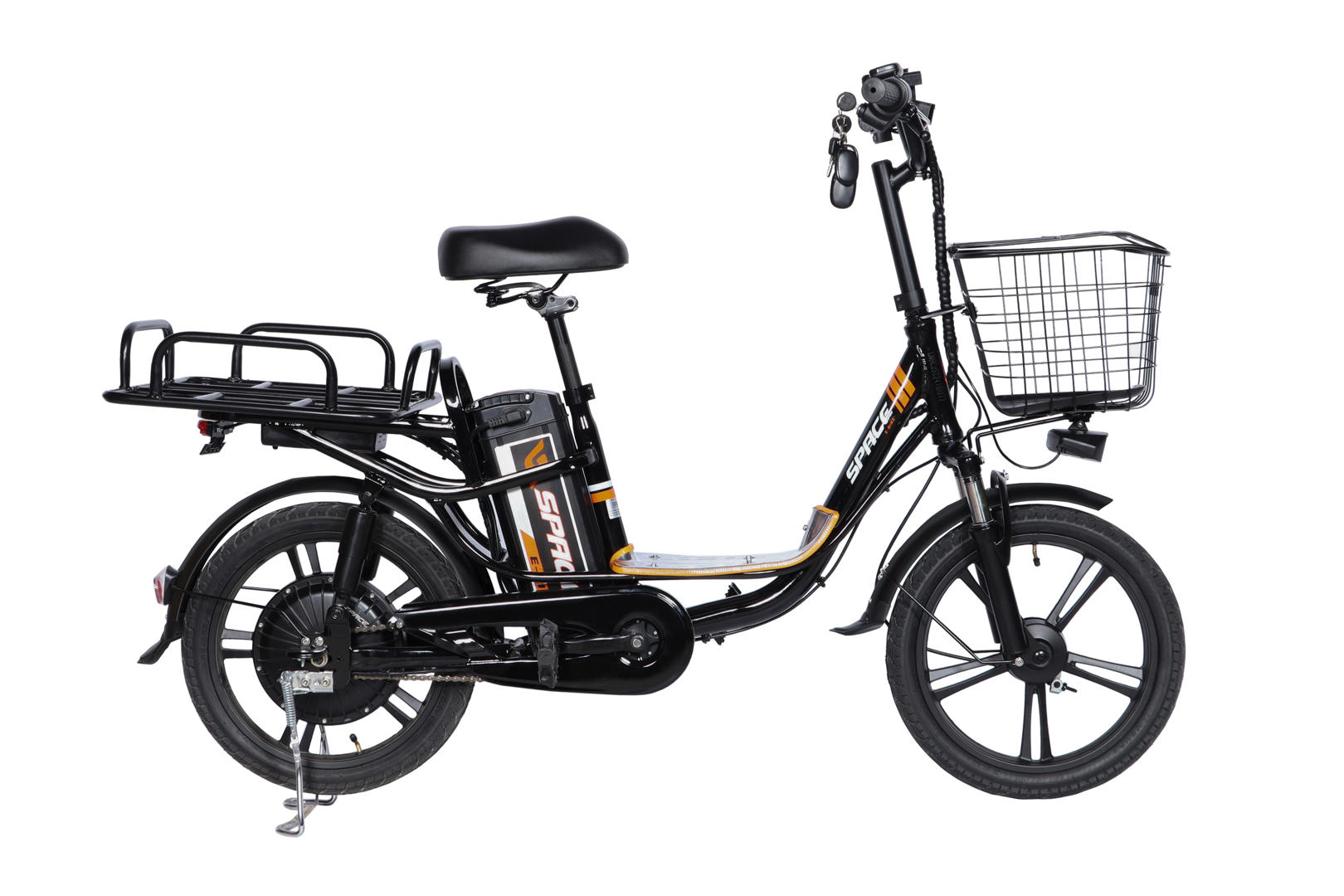 Велосипед уцінений з електроприводом 18" AL SPACE eELDORADO (new) DD FR рама-15" 48 B 20 А*г 1000 Вт чорно-помаранчевий 2026