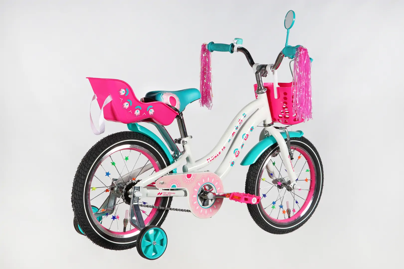 Велосипед ST 16" Formula Kid FLOWER PREMIUM BH рама-8,5" білий з рожевим та бірюзовим 2026 - Зображення 2