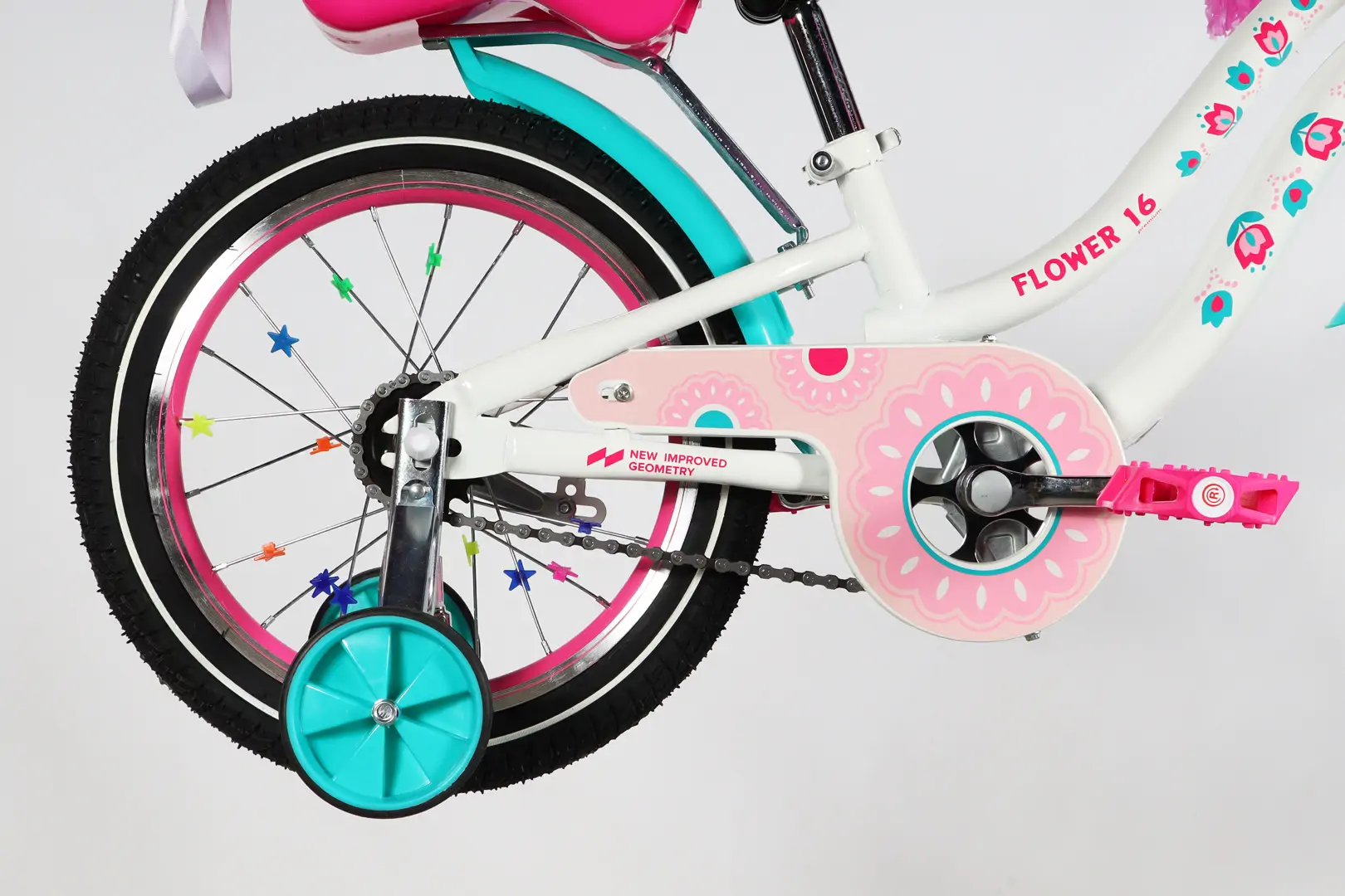 Велосипед ST 16" Formula Kid FLOWER PREMIUM BH рама-8,5" білий з рожевим та бірюзовим 2026 - Зображення 5